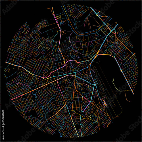 Colorful Map of VarzeaGrande with all major and minor roads.