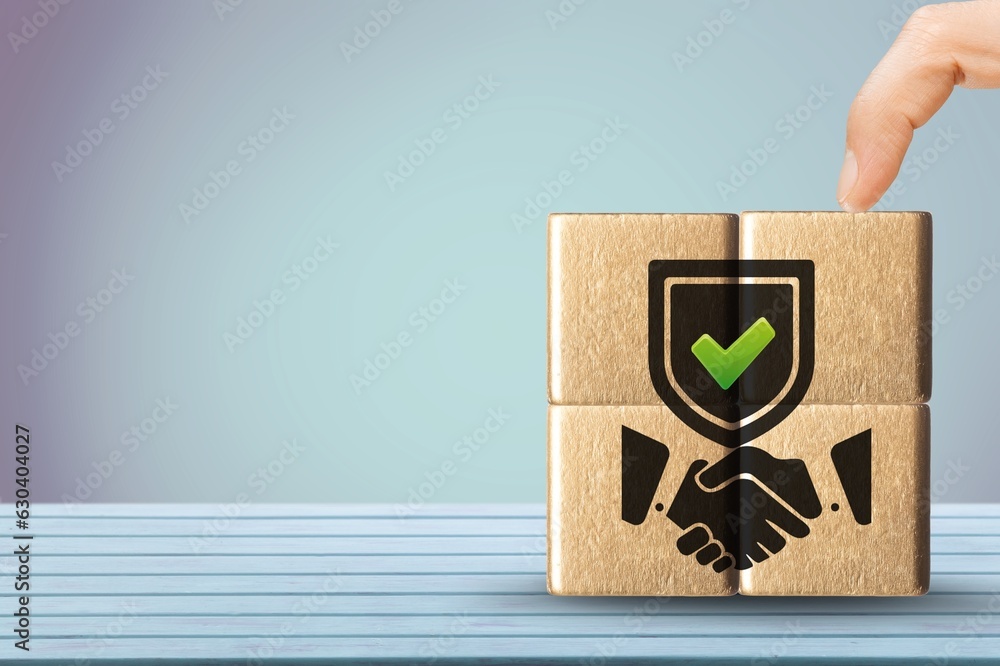 Trust and respect concept, wooden cubes on desk Trust and respect concept, wooden cubes on desk