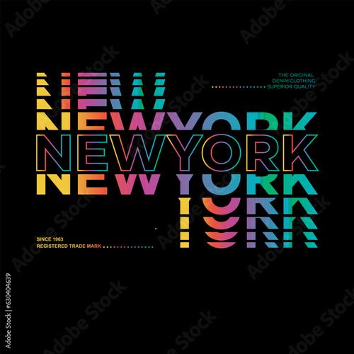 New York Typography Rainbow Gradient Sliced New York letter  typographic Varsity denim Branding T shirt  Print  graphic Design Vector