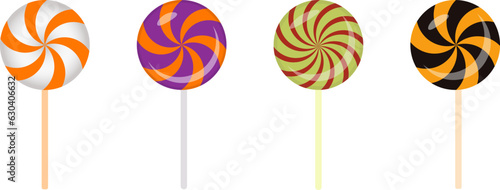 Set of halloween lollipops. Halloween candy set. Lollipops halloween collection.