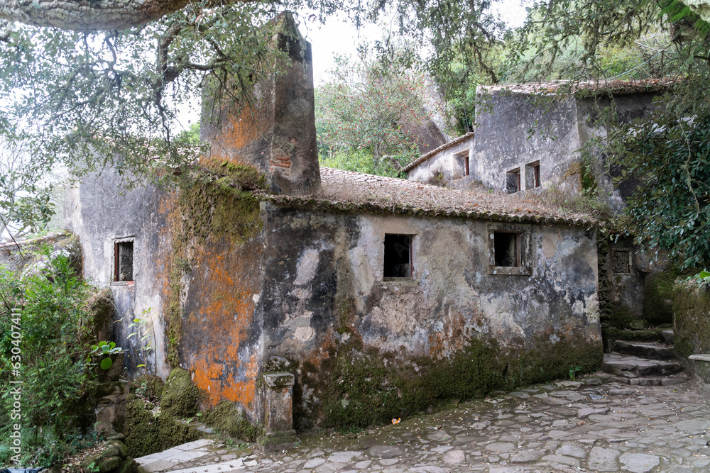 Abandoned and empty medieval Convento dos Capuchos in the Serra de Sintra National Park,Portugal.