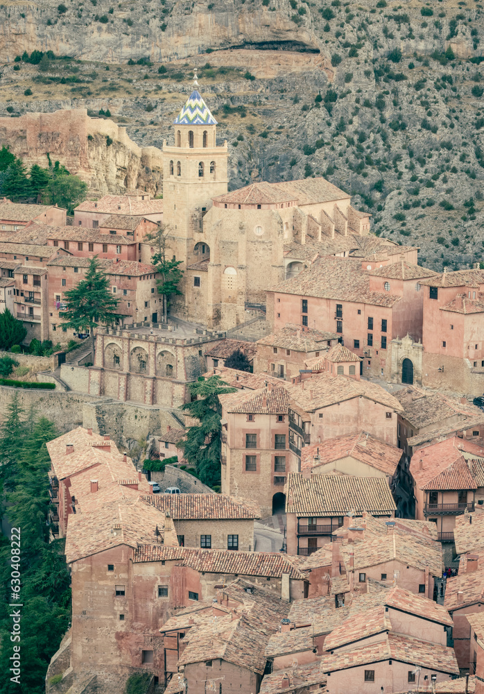 View of Albarracín and Catedral del Salvador, Teruel, Aragón, Spain