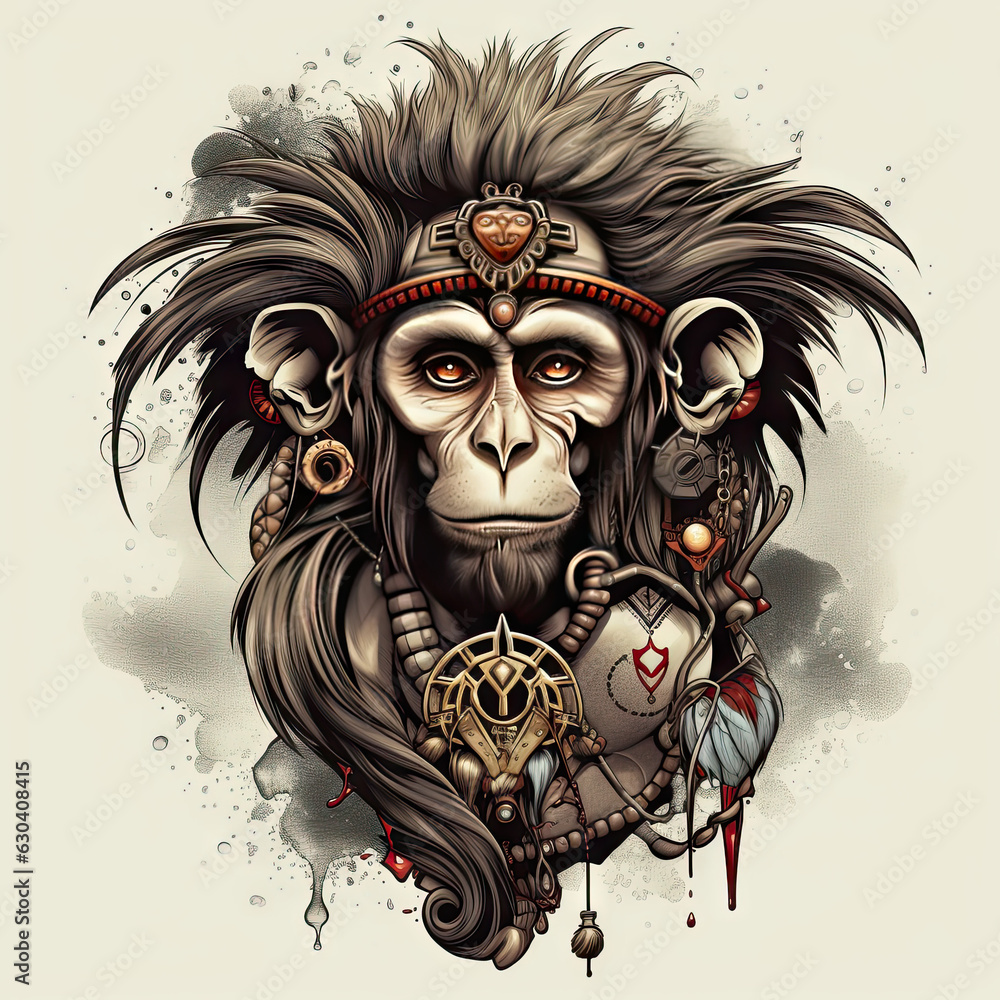 Discover the untamed beauty of the animal kingdom through this AI-generated monkey masterpiece.