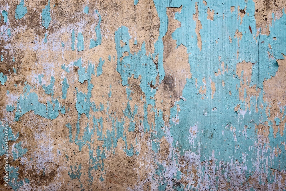 Surface of the old cement wall with cracked peeling paint