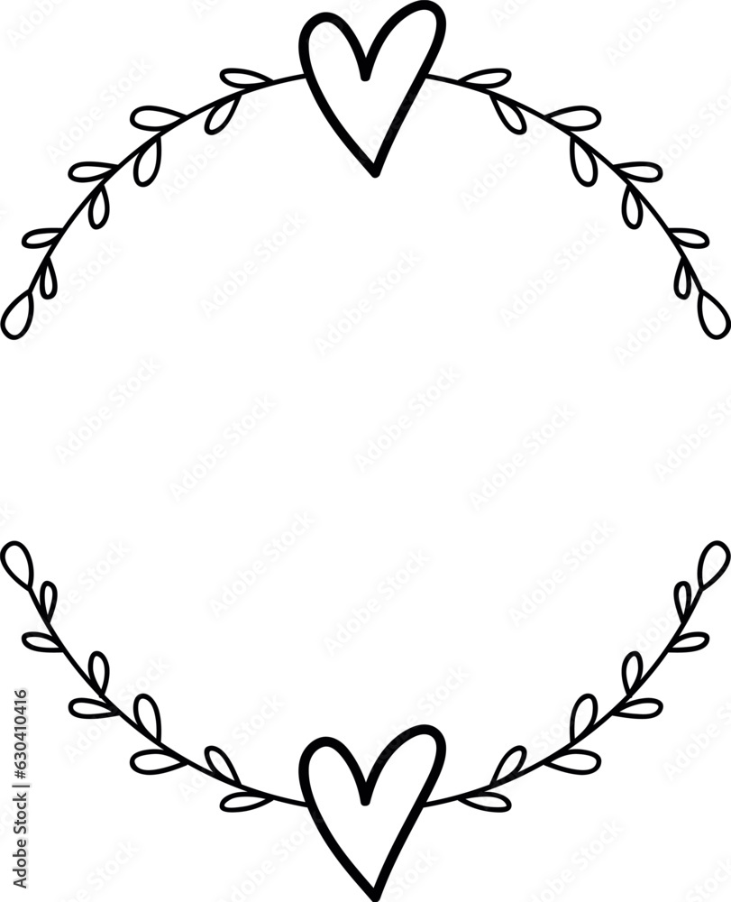 Heart Leaves Wreath SVG Cut File for Cricut and Silhouette, EPS Vector ...