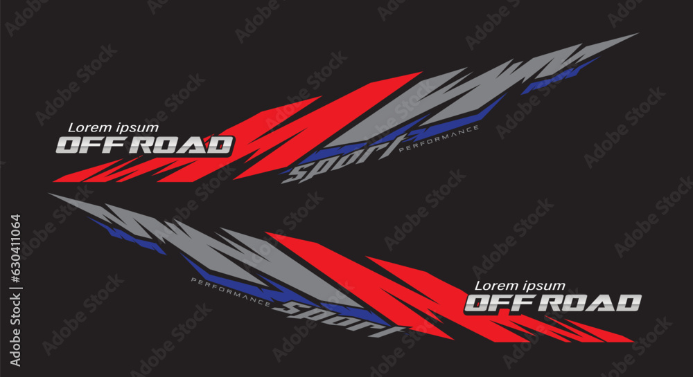 Fototapeta premium Wrap Design For Car vectors. Sports stripes, car stickers black color. Racing decals for tuning_20230725