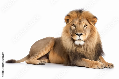 Male lion on white background © Firn