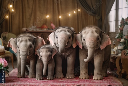Playful Baby Elephants - Whimsical Studio Poses