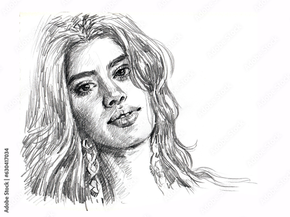 portrait of a woman pencil drawing for card illustration background portrait of a woman pencil drawing for card illustration background