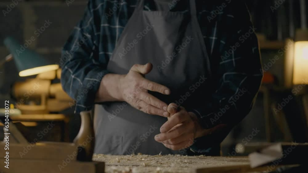 Hands, Skilled worker Immersed claps his hands shaking his hands. Hand in hand In the carpentry shop Close-up An engineering worker at the workplace at the table In the production room, carpentry shop Hands, Skilled worker Immersed claps his hands shaking his hands. Hand in hand In the carpentry shop Close-up An engineering worker at the workplace at the table In the production room, carpentry shop