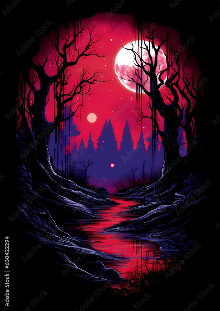 Nature scenery T shirt design style print art Nature scenery T shirt design style print art