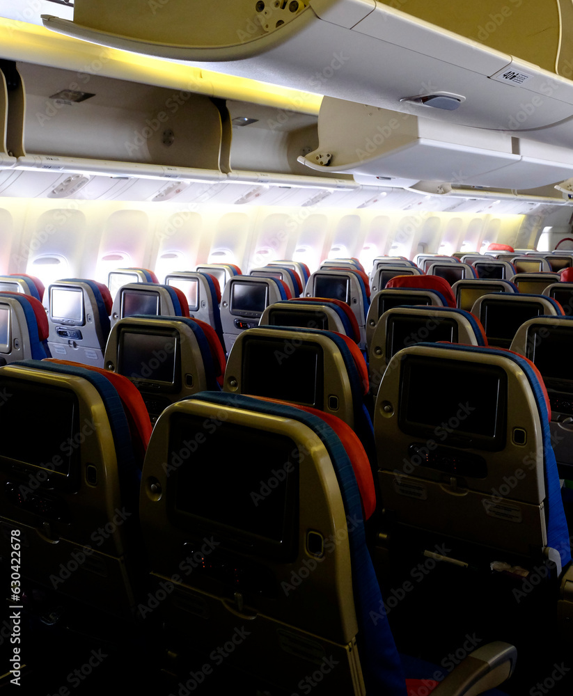 Fototapeta premium Interior of an airplane - Boeing 777