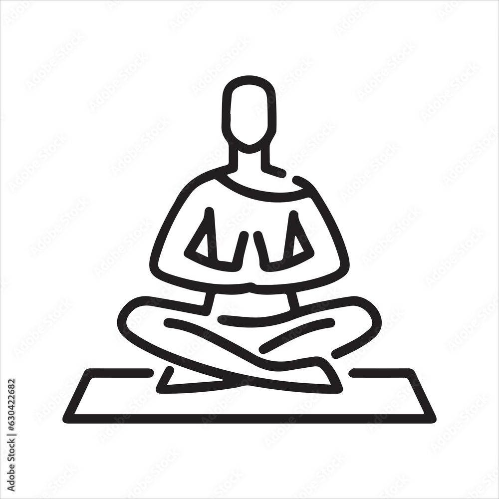 Meditation icon, Yoga Fitness Icon. Vector and line Meditation icon, Yoga Fitness Icon. Vector and line