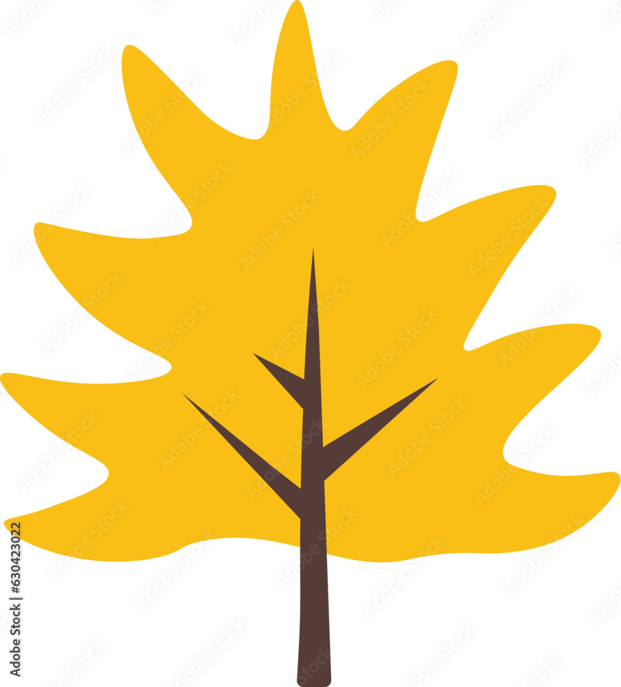 Yellow Autumn Tree Vibrant Simple Image in Flat Style. Suitable for design of websites, postcards, books, patterns and other purposes Yellow Autumn Tree Vibrant Simple Image in Flat Style. Suitable for design of websites, postcards, books, patterns and other purposes