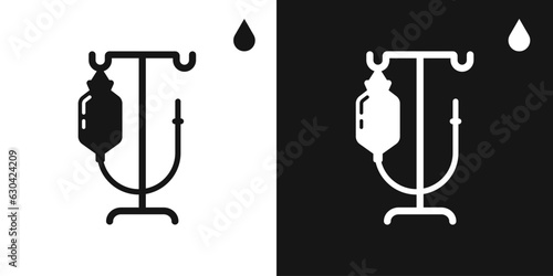Blood transfusion vector icon. Blood bag and dropper sign