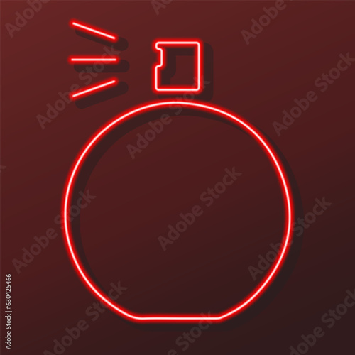perfume neon sign, modern glowing banner design, colorful modern design trends on black background. Vector illustration.