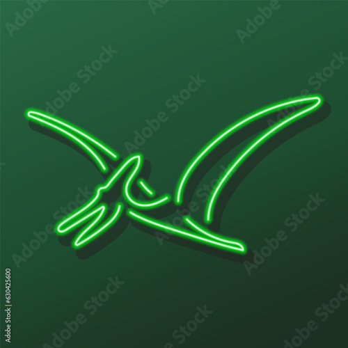 pterodactyl neon sign, modern glowing banner design, colorful modern design trends on black background. Vector illustration.