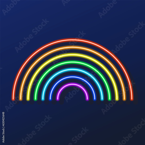 rainbow neon sign, modern glowing banner design, colorful modern design trends on black background. Vector illustration.
