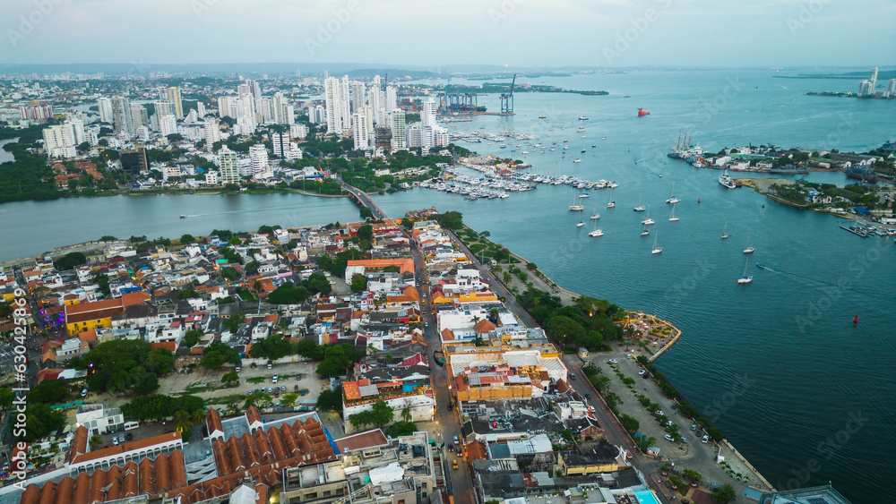 Cartagena colombia South America Caribbean Sea aerial drone view 