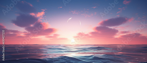 a view of the sun setting over the ocean, in the style of light gold and azure, isolated landscapes, photo-realistic landscapes