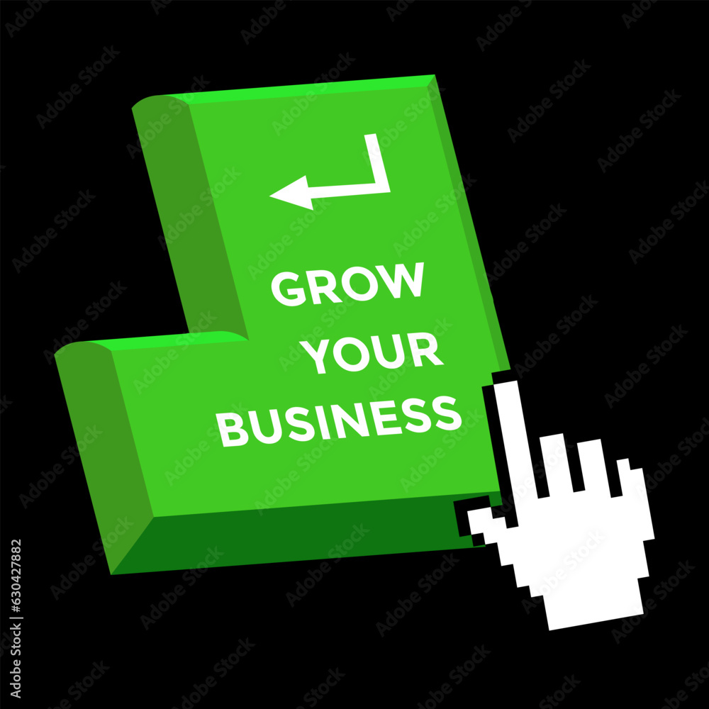grow your business, green enter key, vector illustration grow your business, green enter key, vector illustration
