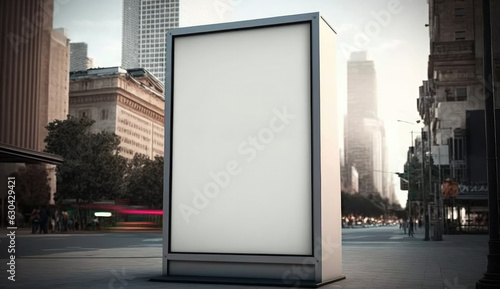 billboard or blank poster, blank white mast banner mockup, front view, outdoor, billboard clear poster for advertising display outside sign template, for Display or montage of product generate by AI