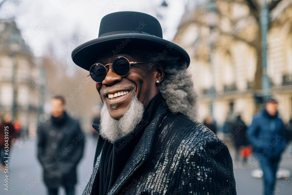 Generative AI illustration of Happy Old Black Man with dreadlocks and gray hair,sunglasses and hat Generative AI illustration of Happy Old Black Man with dreadlocks and gray hair,sunglasses and hat