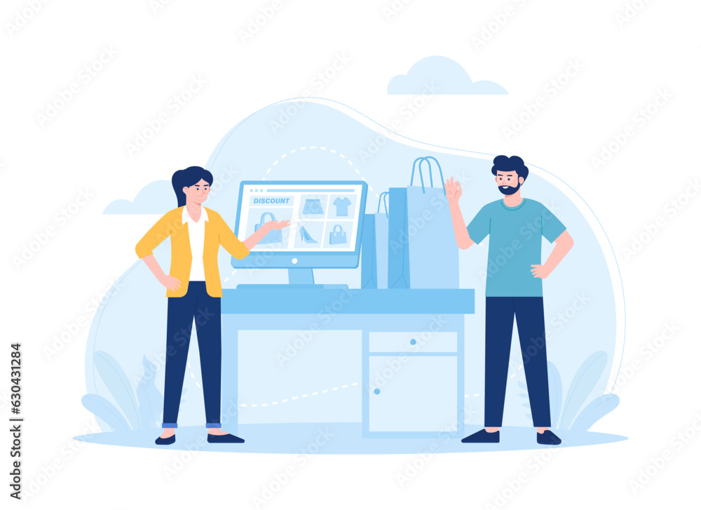 Partnership runs online business concept flat illustration Partnership runs online business concept flat illustration