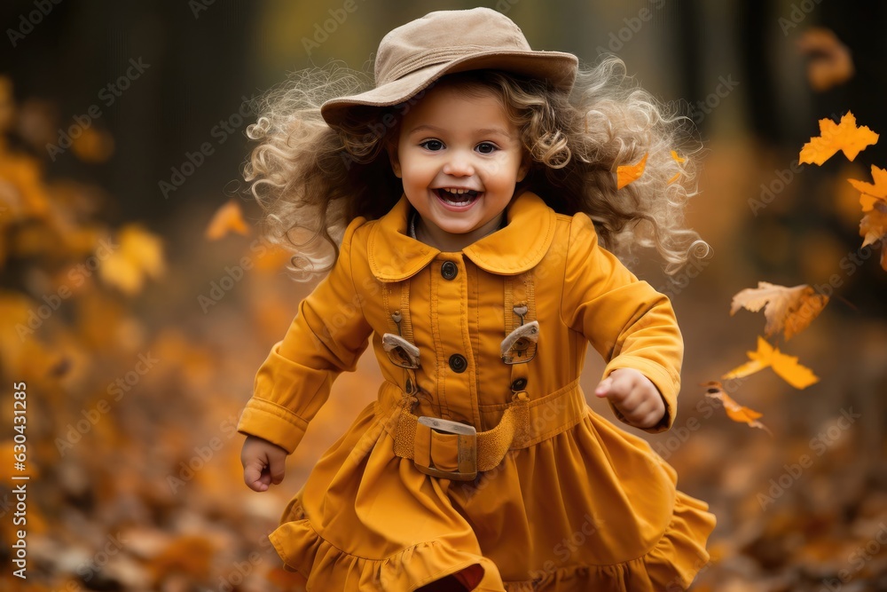Female Girl Celebrating Autumn Background Generative AI Female Girl Celebrating Autumn Background Generative AI
