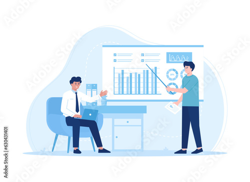 Business presentation and business analysis concept flat illustration