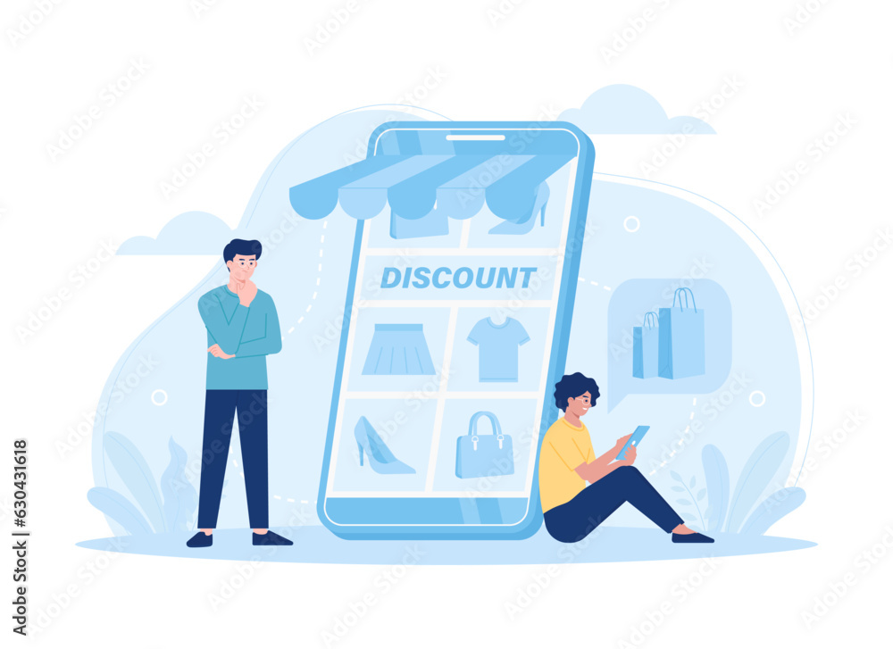 Online shop discount concept flat illustration Online shop discount concept flat illustration