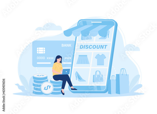 Online shop payment method concept flat illustration