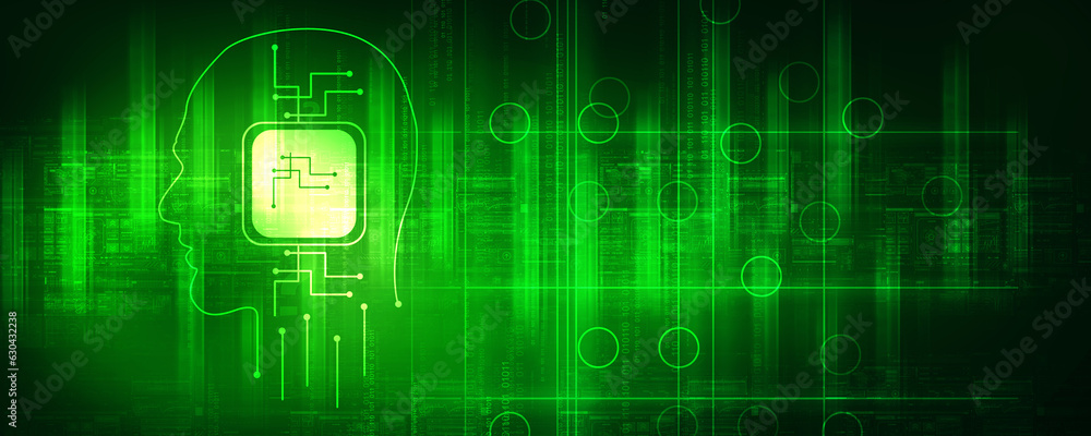 Obraz premium 2d illustration latest computer microchips in face background