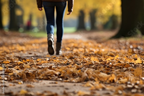 Boots In Autumn Multi Colored Leaves Backdrop Generative AI