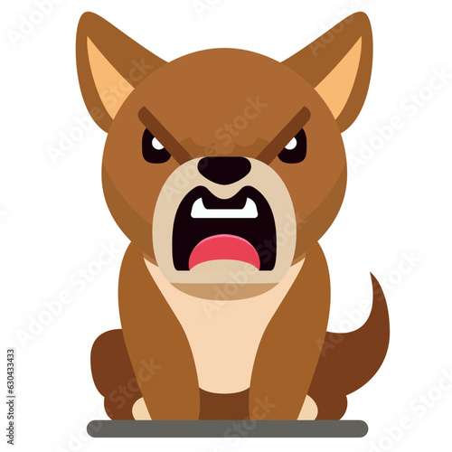 angry dog growling flat style vector illustration, Angry Pitbull , pug, bulldog growling stock vector image