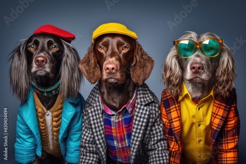 Fashionable Canine Collective: Trendsetting Dogs in a Modern Studio Setting