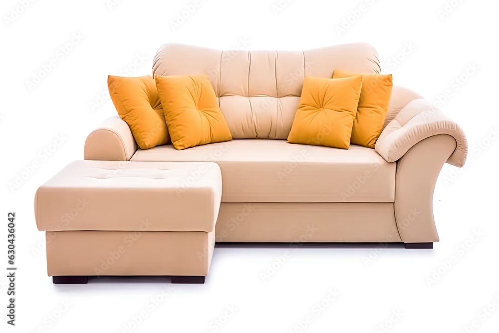 Naklejka premium Modern Furniture. White Sofa, Chair Isolated on White Background