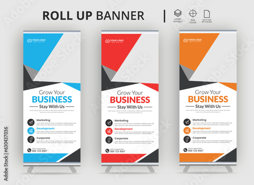 Roll-up Banners, Modern roll the banner template, Standee templates, X-banner templates, Flag bannerCorporate Roll Up Banner