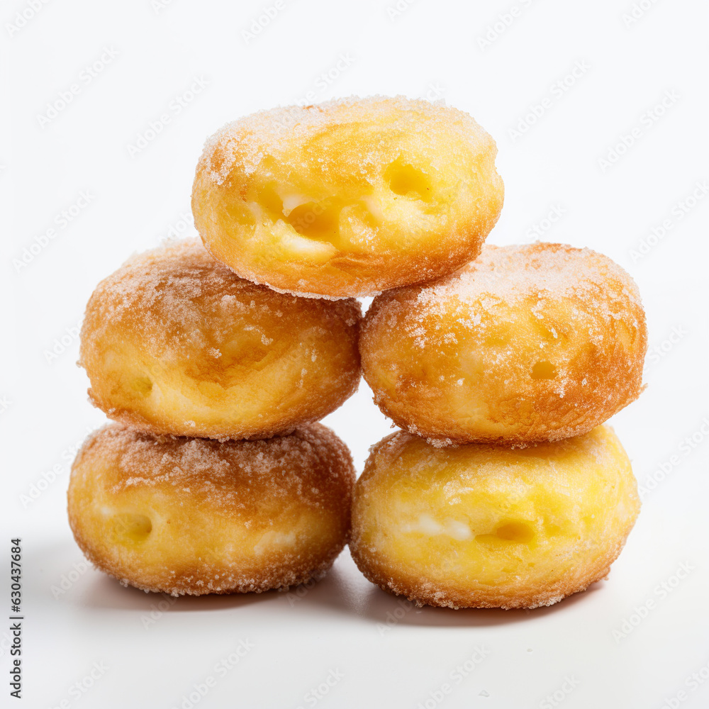 Mini Cheese Donuts on white background Ai Generative