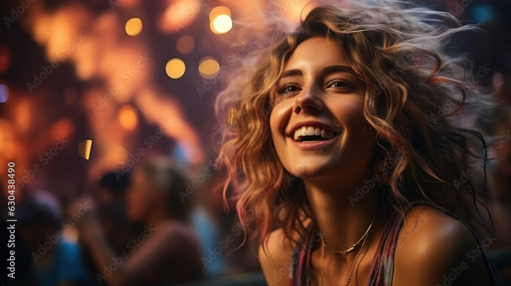 Beautiful happy girl at the music festival Beautiful happy girl at the music festival