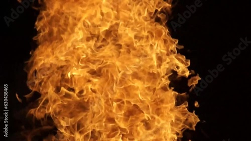 fire details of a big bonfire at night