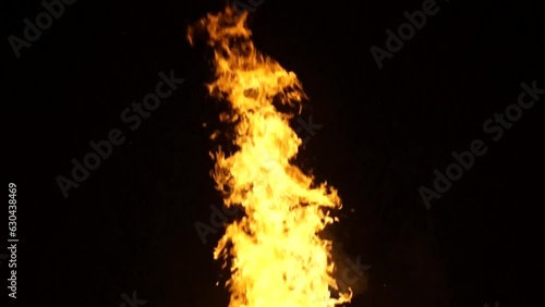 fire details of a big bonfire at night