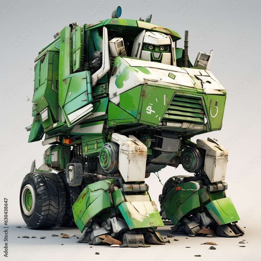 green garbage truck recycling robot green garbage truck recycling robot