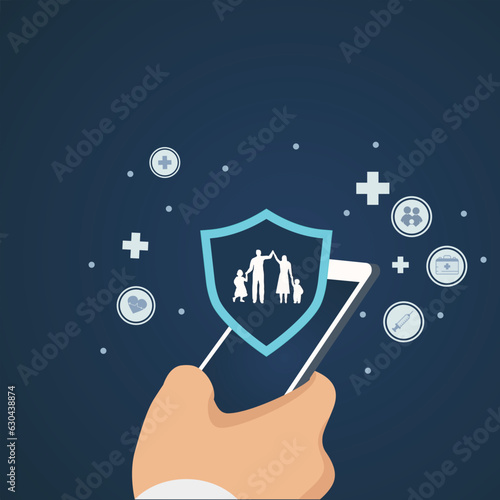 medical icons concept of health insurance family health care access to health welfare