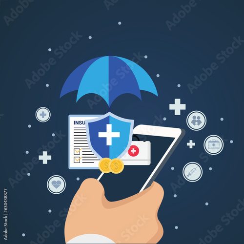 medical icons concept of health insurance family health care access to health welfare