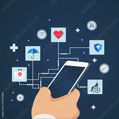medical icons concept of health insurance family health care access to health welfare