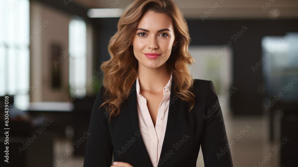 Portrait Of A Smiling Business Woman Looking Confidently At Camera - obrazy, fototapety, plakaty 