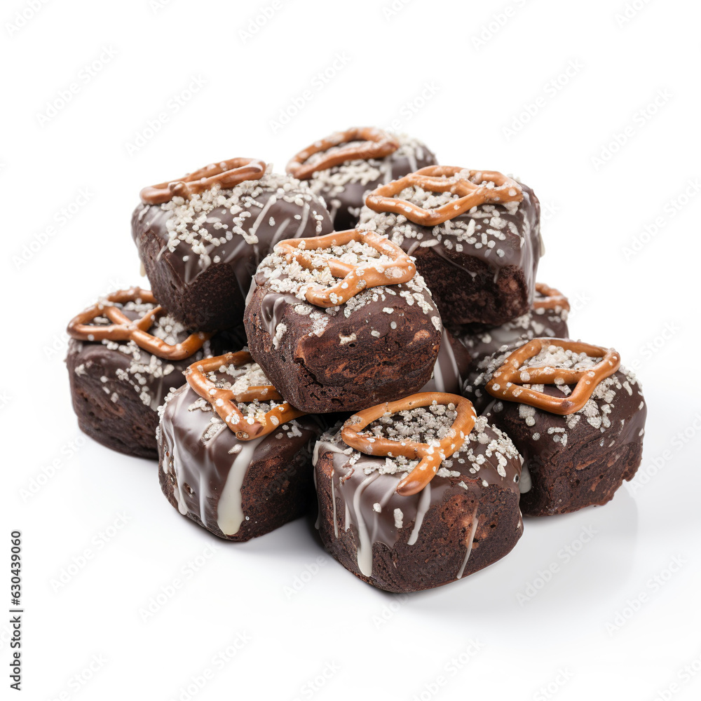 Pretzel Brownie Bites on white background AI Generative Pretzel Brownie Bites on white background AI Generative