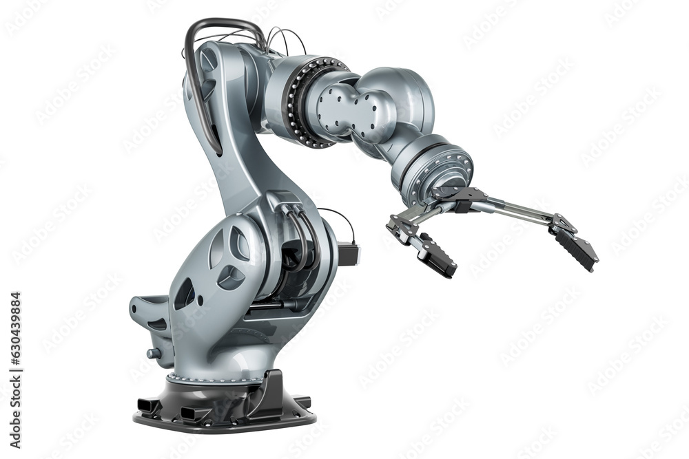 Metallic Robotic Arm, 3D rendering isolated on transparent background Metallic Robotic Arm, 3D rendering isolated on transparent background
