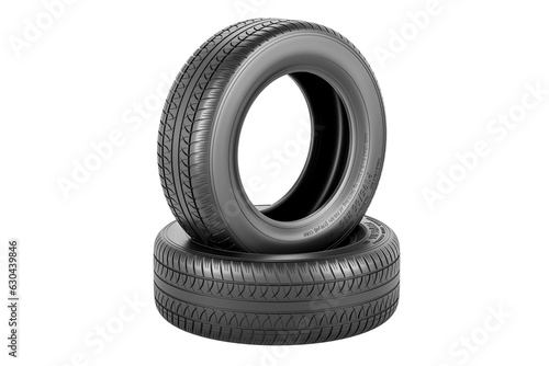 Automobile tyres, 3D rendering isolated on transparent background